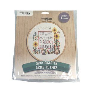 NEW Leisure Arts Spicy Disaster Cross Stitch Kit Craft Art Sunflower Cat Pepper